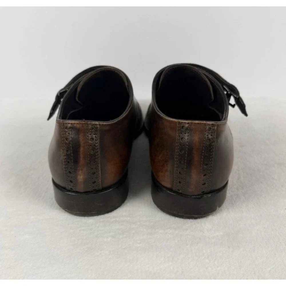 Allen Edmonds Francis Double Monk Strap Cap Toe Dress Shoes Brown Leather 11D